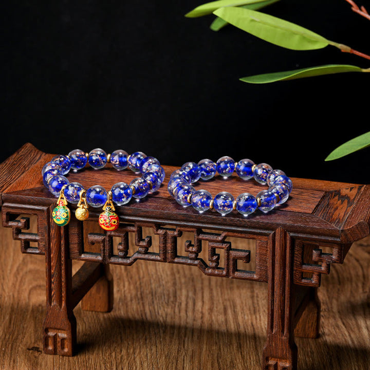 Buddha Stones Gold Swallowing Beast Family Charm Luminous Fluorescent Liuli Glass Bead Success Bracelet - image 30