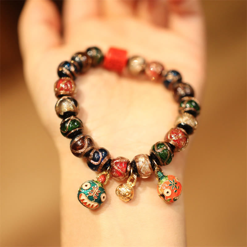 Buddha Stones Tibetan Gold Swallowing Beast Family Five God Of Wealth Thangka Fortune Bead Bracelet - Gold Swallowing Beast Family - image 0