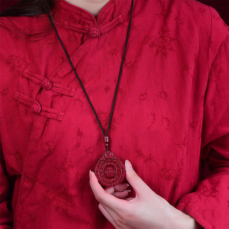 Buddha Stones Chinese Zodiac Natural Cinnabar Bagua Amulet Keep Away Evil Spirits Necklace Pendant - image 5