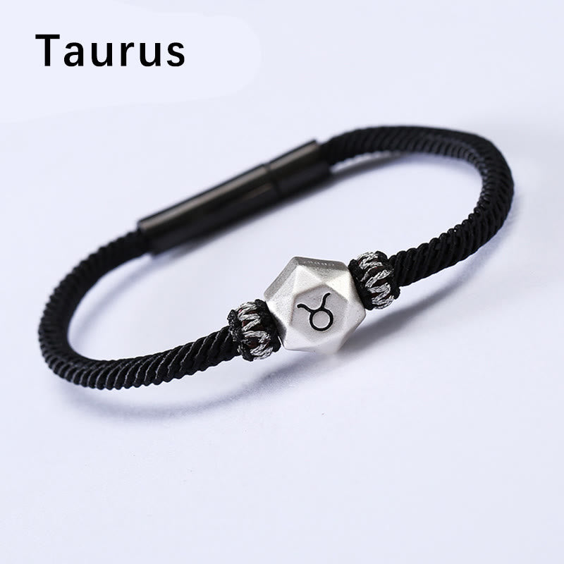 Buddha Stones 999 Sterling Silver 12 Constellations of the Zodiac Protection Handmade String Bracelet - Taurus - 19CM - image 3