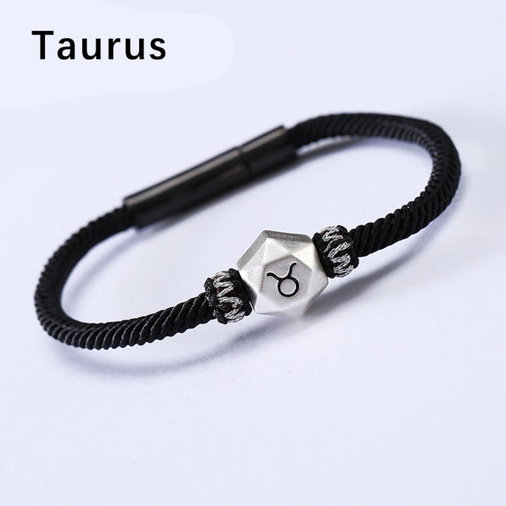 Buddha Stones 999 Sterling Silver 12 Constellations of the Zodiac Protection Handmade String Bracelet - Taurus - 19CM - image 3