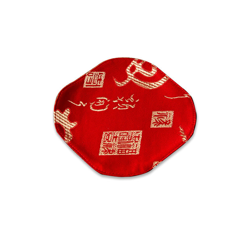 Buddha Stones Sea Wave Bamboo Plum Blossom Brocade Embroidery Cup Mat Pad Tea Cup Coaster Kung Fu Tea Mat - Coaster 13*11.5cm - Letter Red - image 31