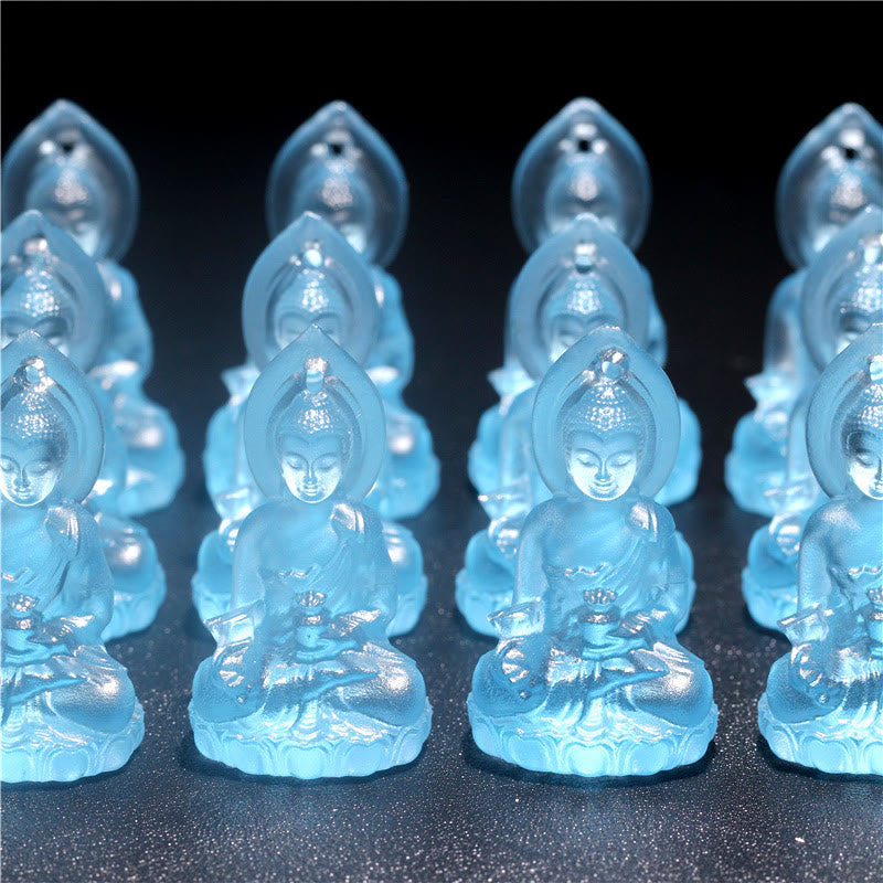 Buddha Stones Blue Tathagata Buddha Medicine Buddha Liuli Crystal Serenity Amulet Necklace Pendant - image 13