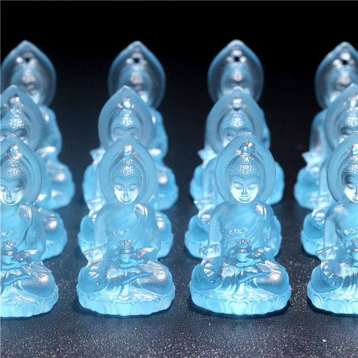 Buddha Stones Blue Tathagata Buddha Medicine Buddha Liuli Crystal Serenity Amulet Necklace Pendant - image 13
