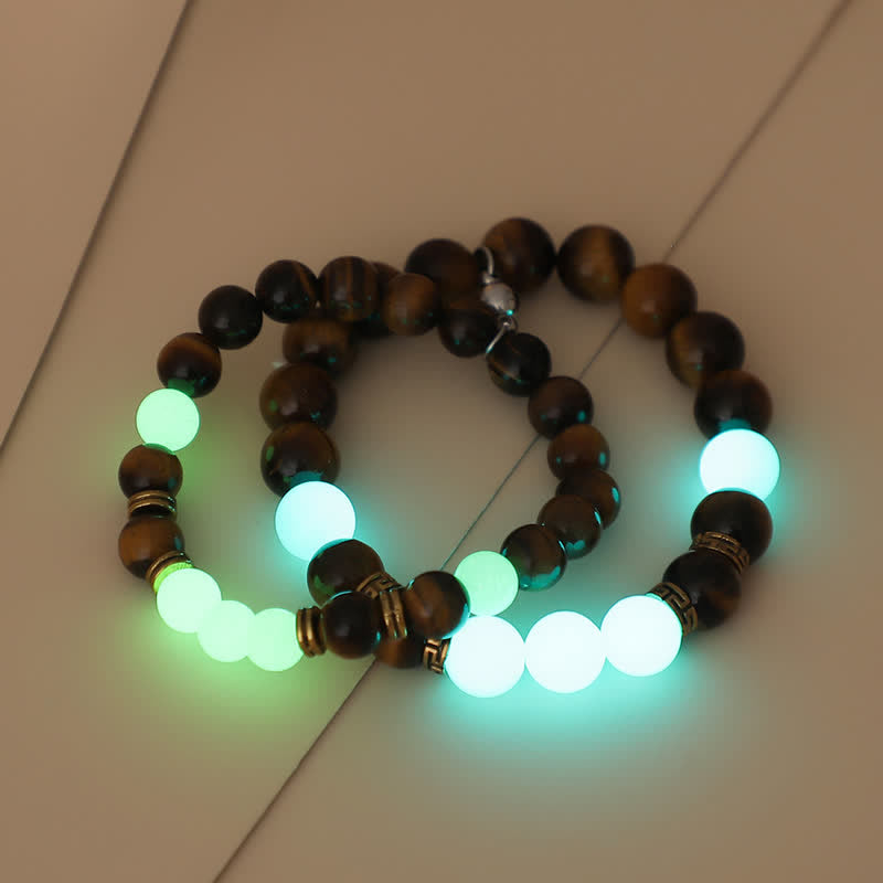 2Pcs Tiger Eye Glowstone Luminous Bead Protection Couple Bracelet - image 3