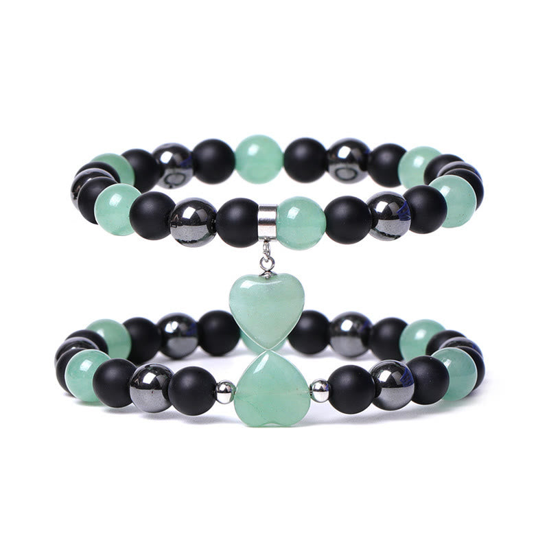 Buddha Stones Black Onyx Tiger Eye Stone Crystal Love Heart Protection Bracelet - image 13