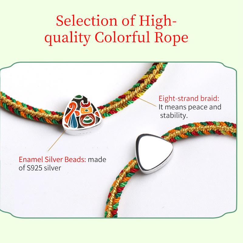 Buddha Stones 925 Sterling Silver Dragon Boat Festival Fu Character Zongzi Pattern Luck Handmade Multicolored Child Adult Bracelet - image 7