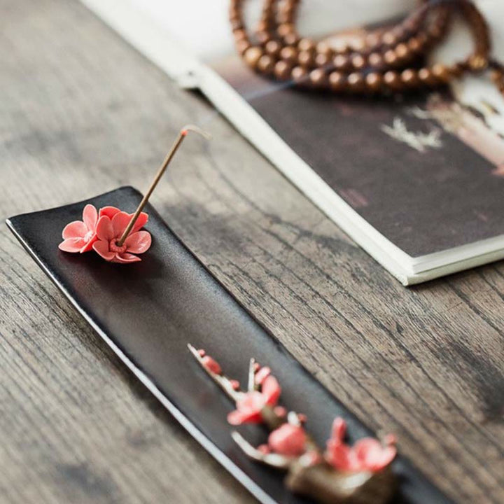 Buddha Stones Lotus Peony Rose Flower Ceramic Spiritual Incense Burner - image 14