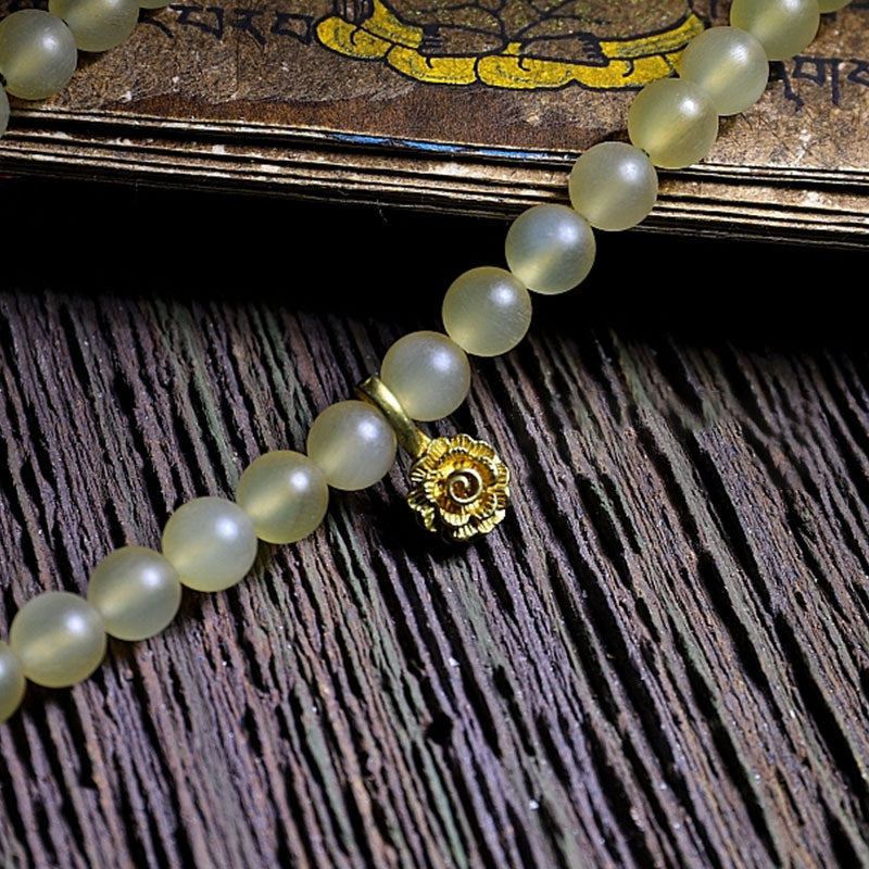 Buddha Stones 108 Mala Beads Tibet Sheep Horn Amber Luck Bracelet - image 8