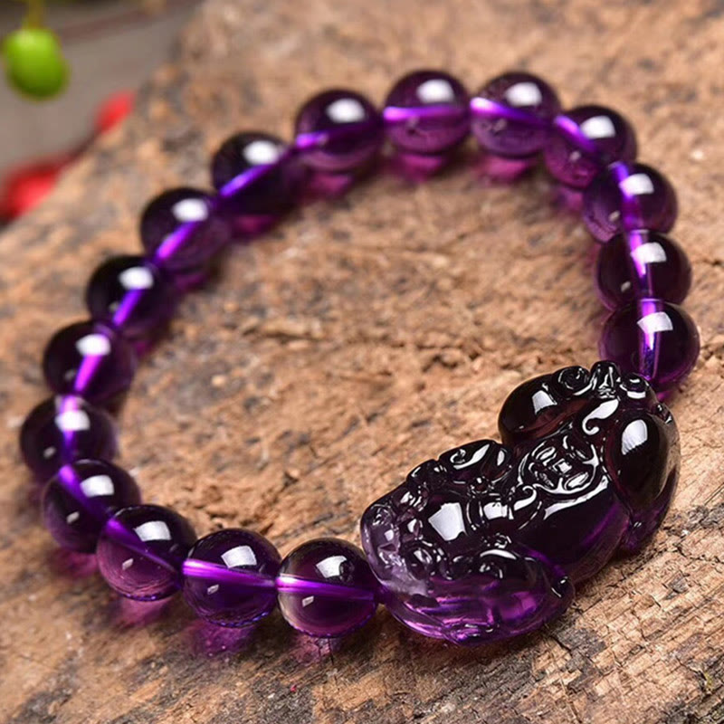 Buddha Stones Feng Shui Amethyst Fortune Wealth Bracelet - image 1