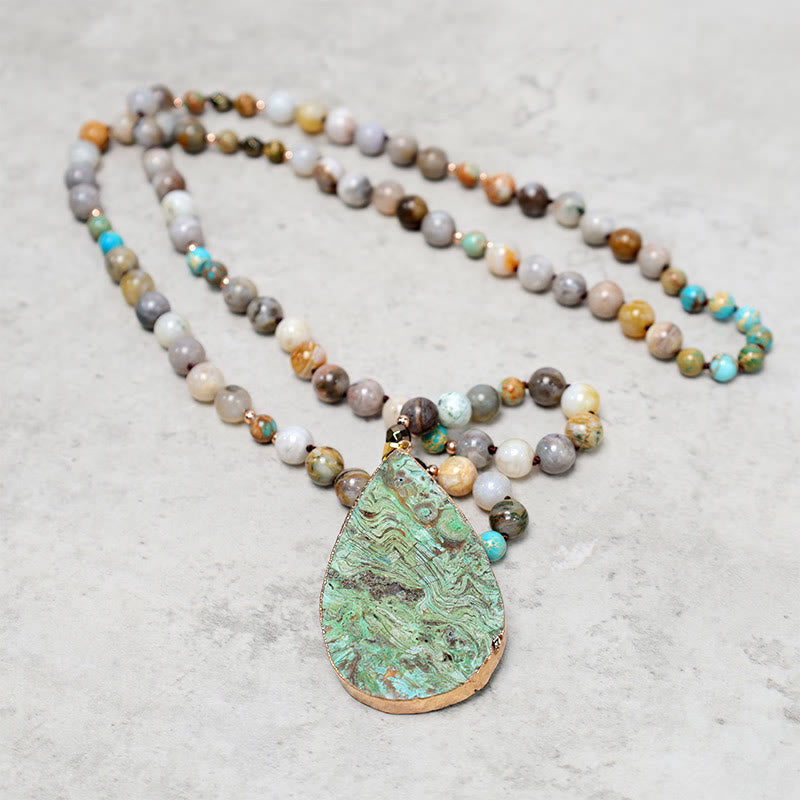 Buddha Stones Natural Ocean Picasso Jasper Beaded Healing Neckace - image 5