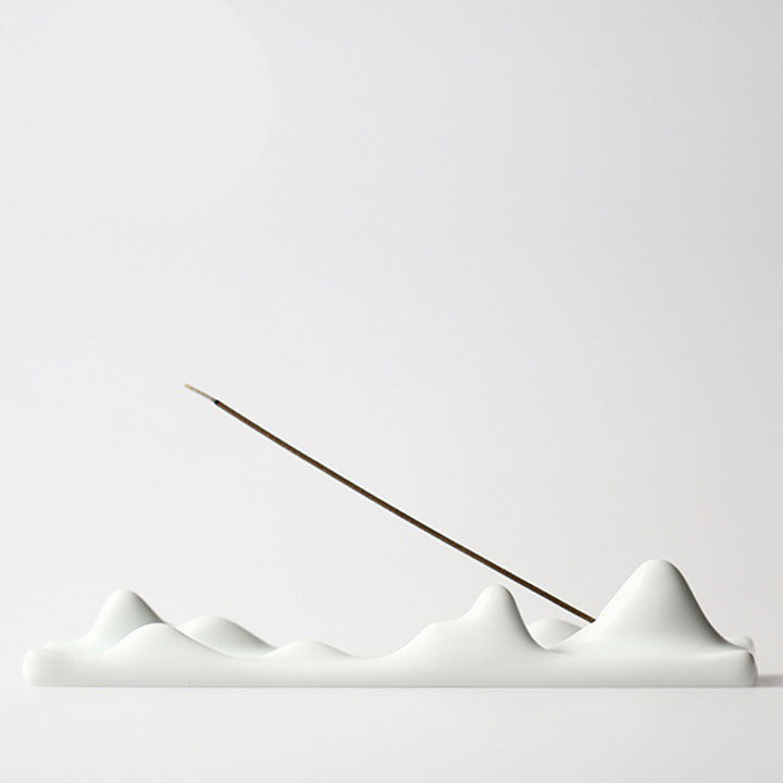 Buddha Stones Mountain Cloud Meditation Balance Incense Holder - White Incense Holder - image 0