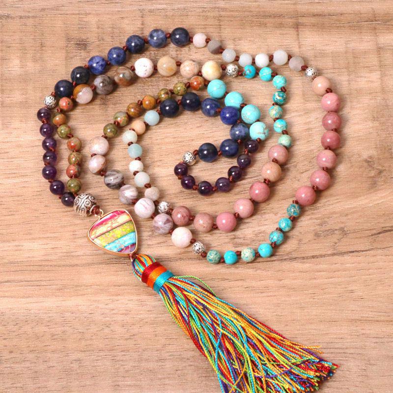 Tibetan Turquoise Lazurite Zebra Jasper Balance Necklace - image 1