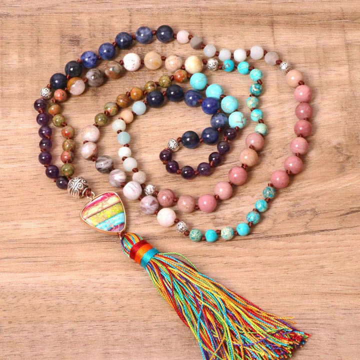 Tibetan Turquoise Lazurite Zebra Jasper Balance Necklace - image 1