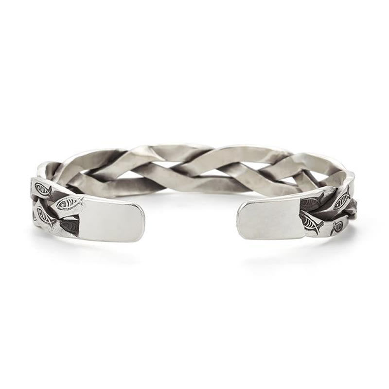 Buddha Stones Koi Fish Twisted Design Luck Wealth Cuff Bracelet Bangle - image 4