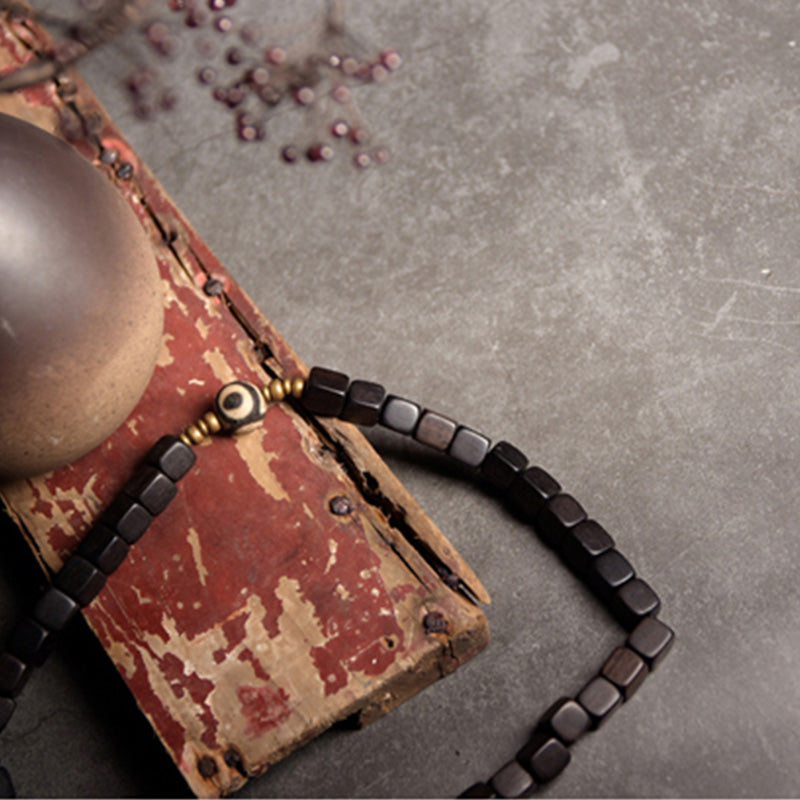 Buddha Stones Ebony Wood Dzi Bead Copper Peace Couple Bracelet - image 4