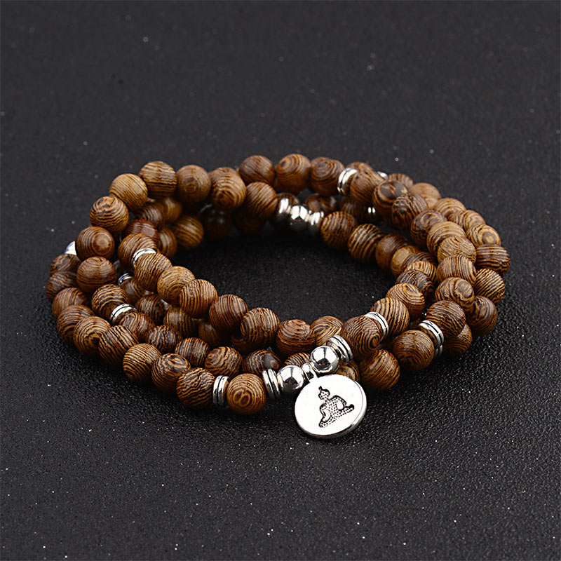 Buddha Stones Tibetan Lightning Strike Wood Bracelet Lotus Buddha Mala - image 3