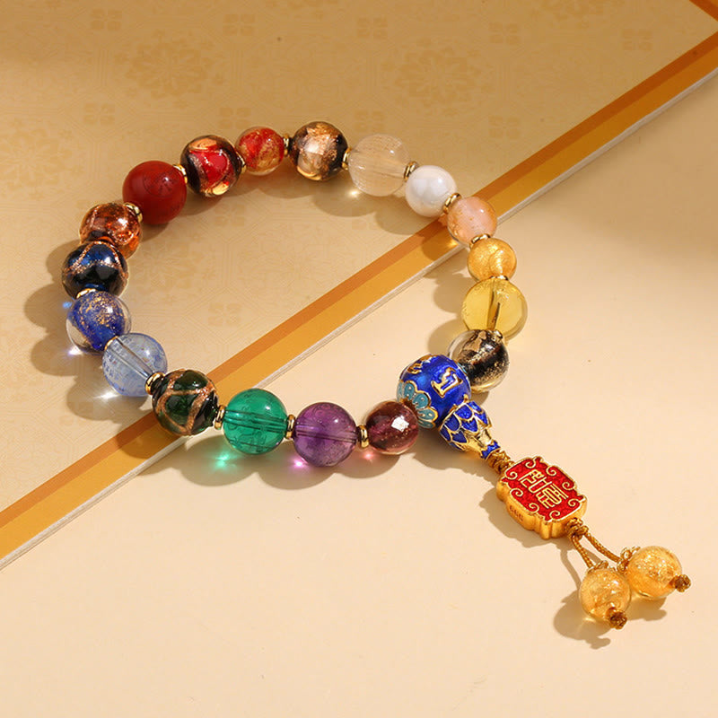 Buddha Stones Tibetan Colorful Incense Ash Liuli Glass Bead Om Mani Padme Hum Dorje Vajra 18 Beads Wrist Mala - Liuli Glass Bead Om Mani Padme Hum - image 0