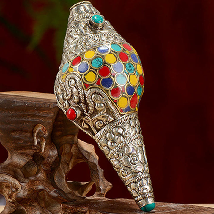 Tibetan Handmade Natural Shankha Colorful Conch Shell Seashell Wealth Home Decoration - image 7