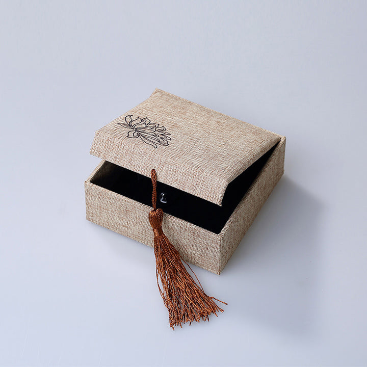 Buddha Stones Lotus Pattern Jewelry Storage Box Gift Box Tassels - Bracelet/Bangle Box (100*100*38mm) - image 7