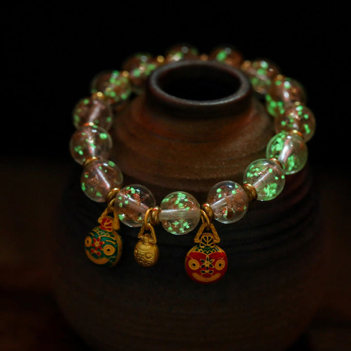 Buddha Stones Gold Swallowing Beast Family Charm Luminous Fluorescent Liuli Glass Bead Success Bracelet - image 17