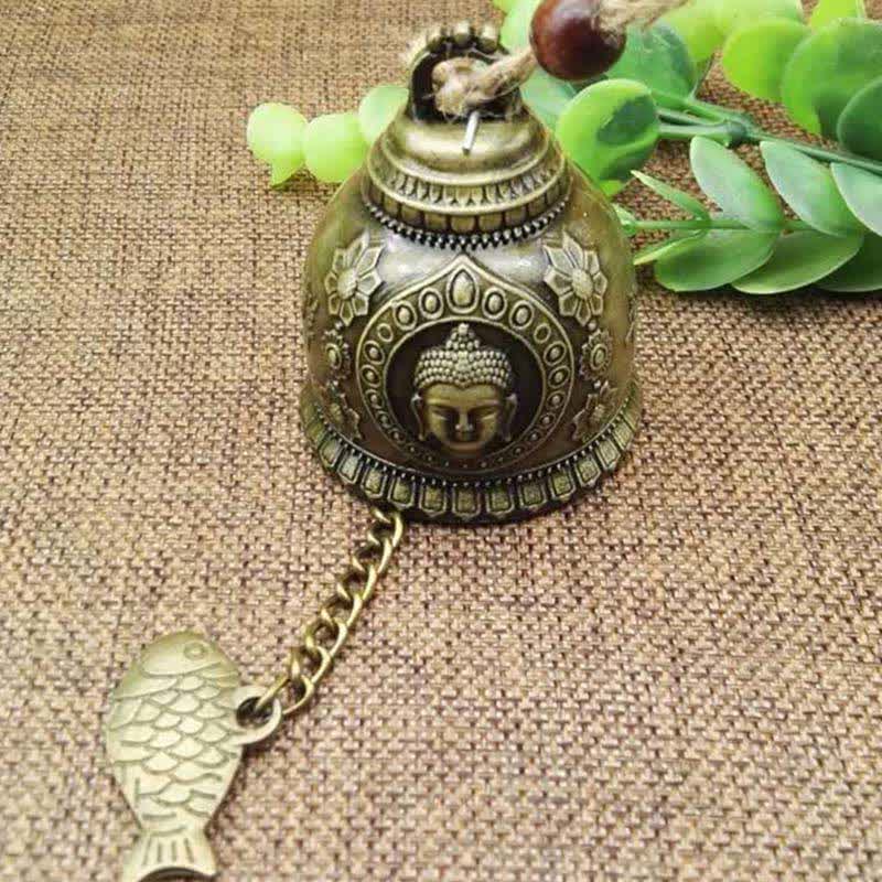 Buddha Stones Feng Shui Buddha Koi Fish Dragon Elephant Wind Chime Bell Luck Wall Hanging Decoration - Buddha&Koi Fish - image 1