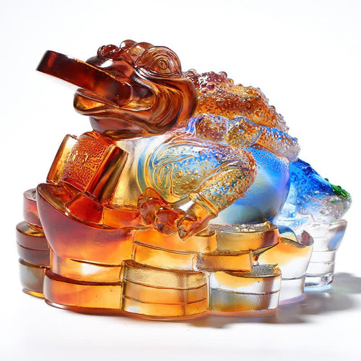 Feng Shui Frog Handmade Liuli Crystal Art Piece Wealth Home Office Decoration - image 13