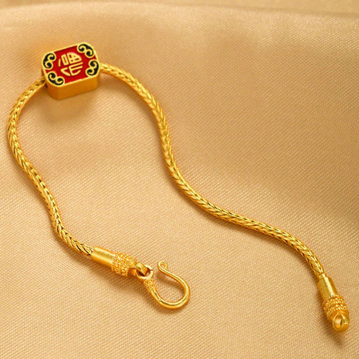 Buddha Stones Tibetan 18K Gold Om Mani Padme Hum Lucky Koi Fish Fu Character Ingot Copper Coin Peace Bracelet - image 10