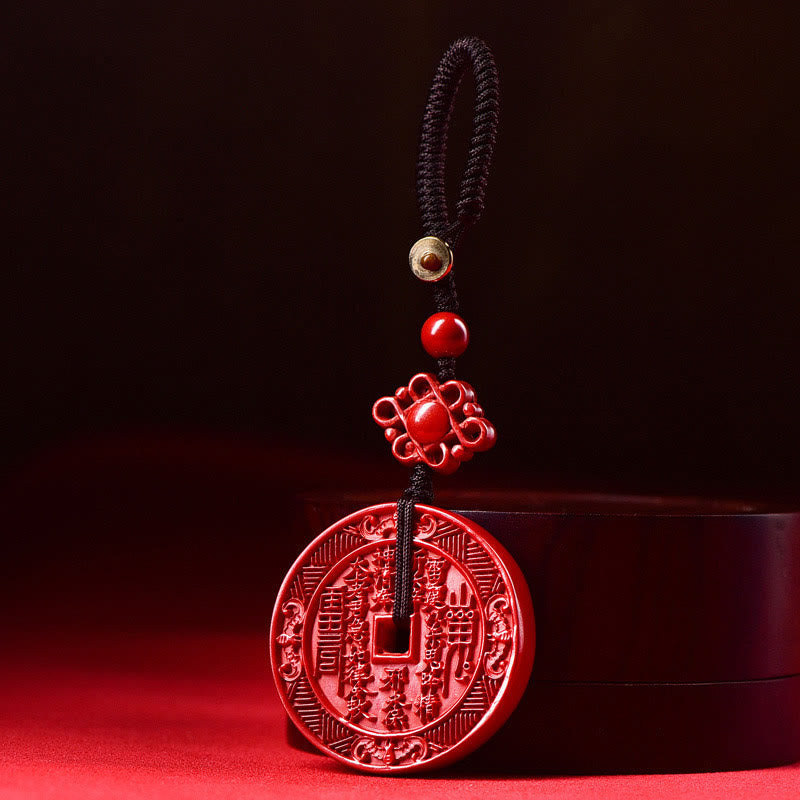 Buddha Stones Natural Cinnabar Mountain Ghosts Spend Money Bagua Blessing Necklace Pendant Key Chain - Cinnabar Key Chain - image 6