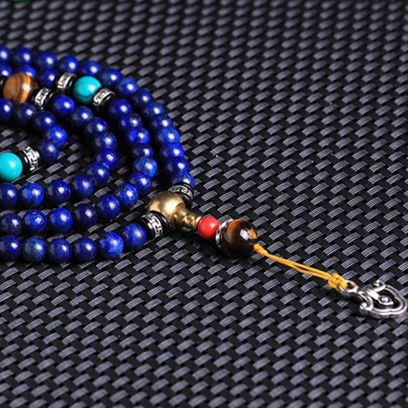 Buddha Stones 108 Beads Lazurite Positive Bracelet Mala - image 3