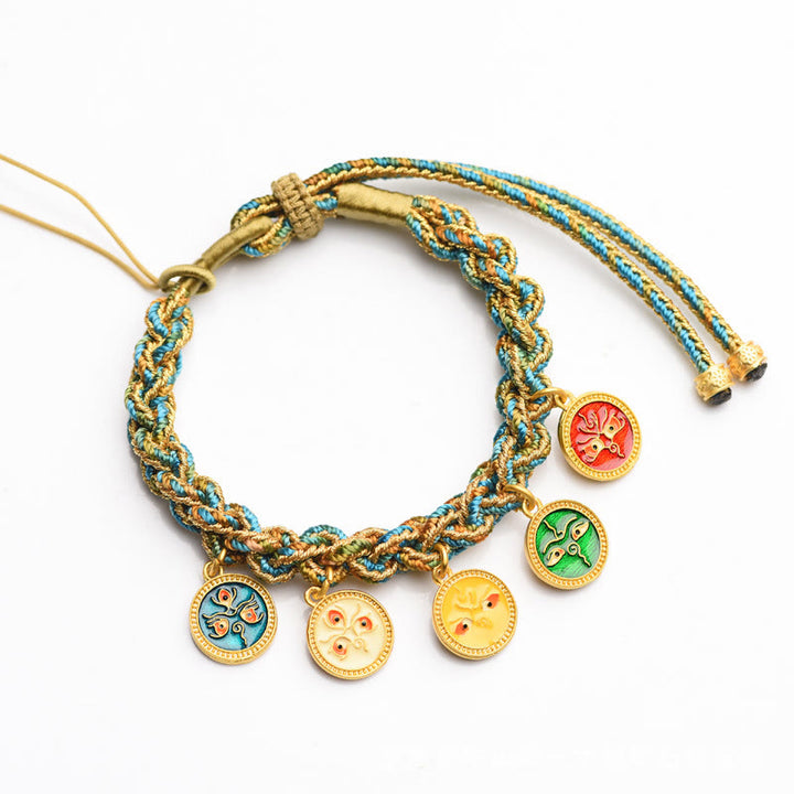 Buddha Stones Tibetan Five God Of Wealth Luck Handcrafted Braid String Bracelet - image 4
