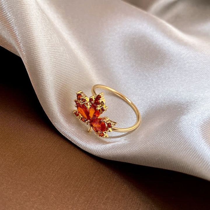 Buddha Stones Maple Leaf Zircon Luck Necklace Pendant Ring Earrings - image 9