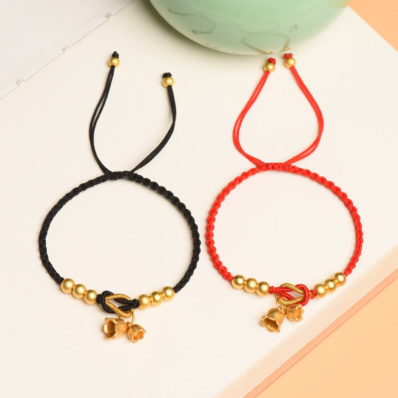Buddha Stones Handcrafted Lily Of The Valley Flower Charm Design Luck Protection Braided Bracelet - image 1