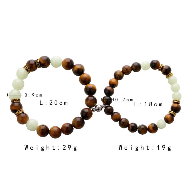2Pcs Tiger Eye Glowstone Luminous Bead Protection Couple Bracelet - image 6