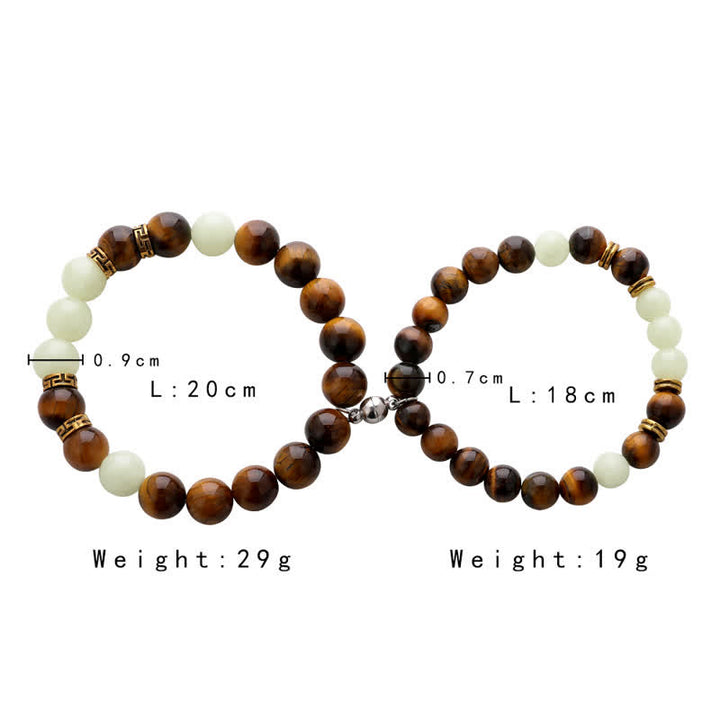 2Pcs Tiger Eye Glowstone Luminous Bead Protection Couple Bracelet - image 6