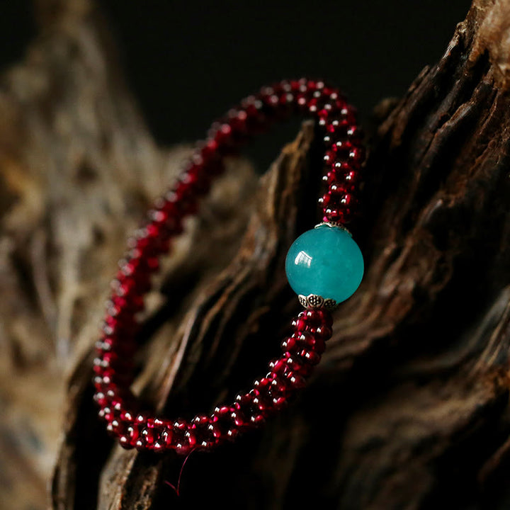 Buddha Stones Natural Garnet Pink Crystal Red Agate Amazonite Bead Protection Bracelet - image 10