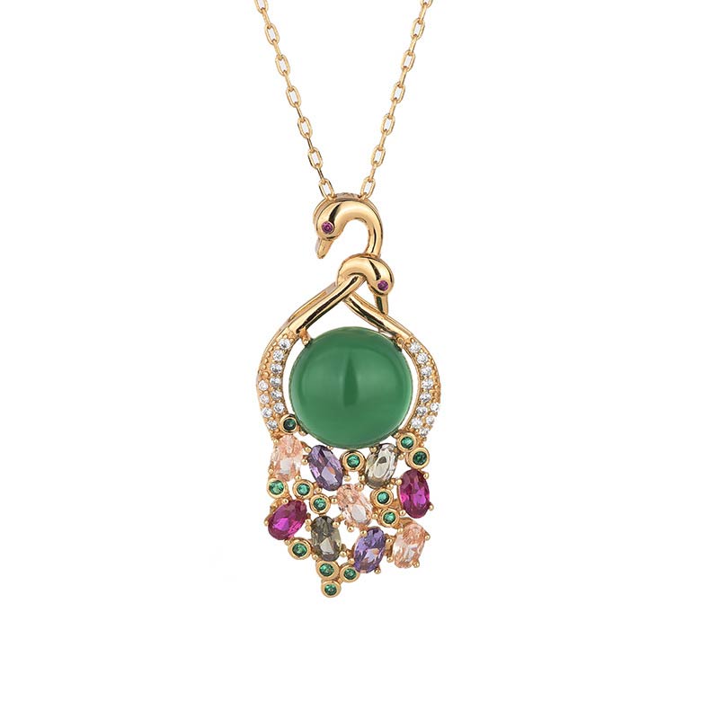 Buddha Stones Cyan Jade Success Necklace Chain Pendant - image 4