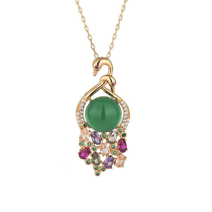 Buddha Stones Cyan Jade Success Necklace Chain Pendant - image 4