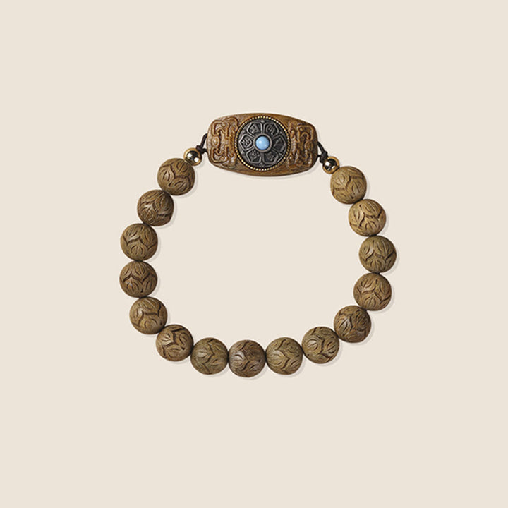 Buddha Stones Green Sandalwood Ebony Wood Sandalwood Om Mani Padme Hum Soothing Bracelet - image 6