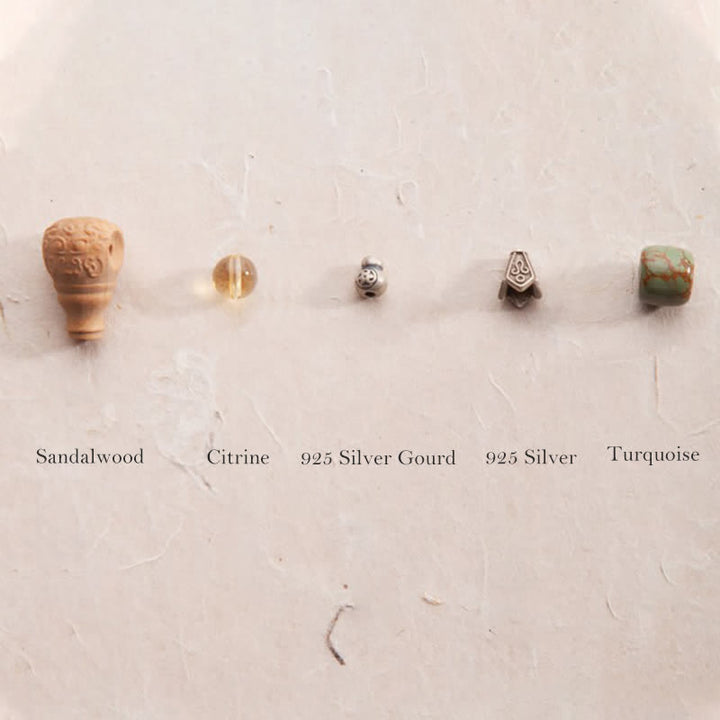 Buddha Stones 108 Mala Beads 925 Sterling Silver Citrine Sandalwood Turquoise Protection Prosperity Bracelet - image 12