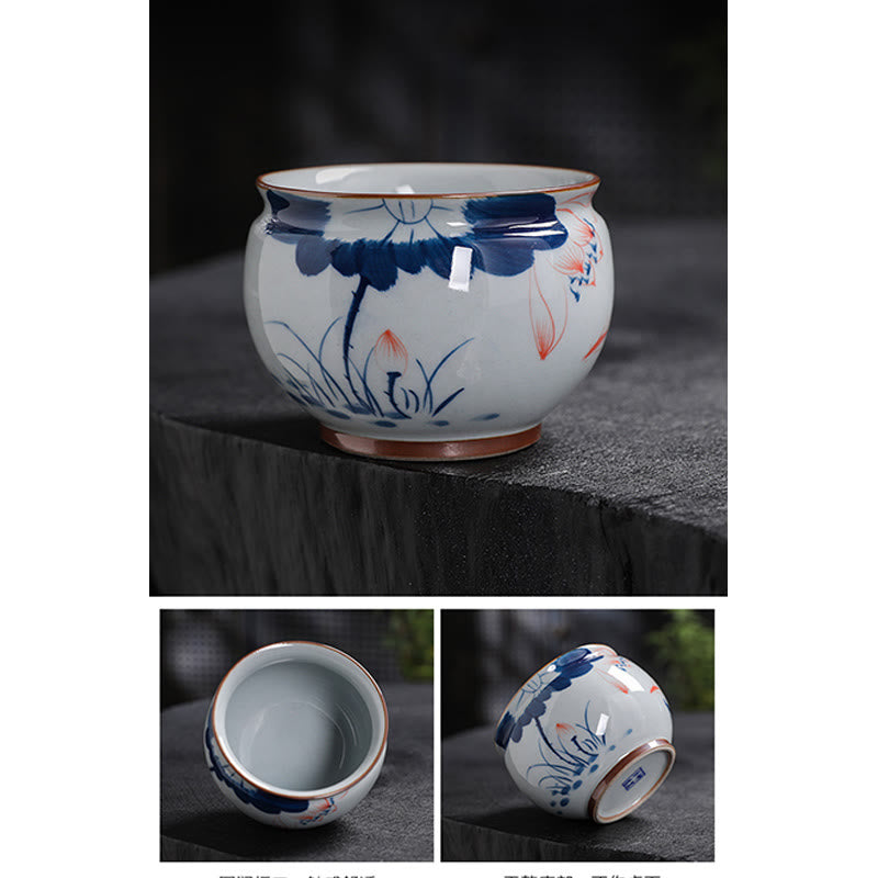 Buddha Stones Lotus Flower Leaf Bamboo Ceramic Teacup Kung Fu Tea Cups - image 15