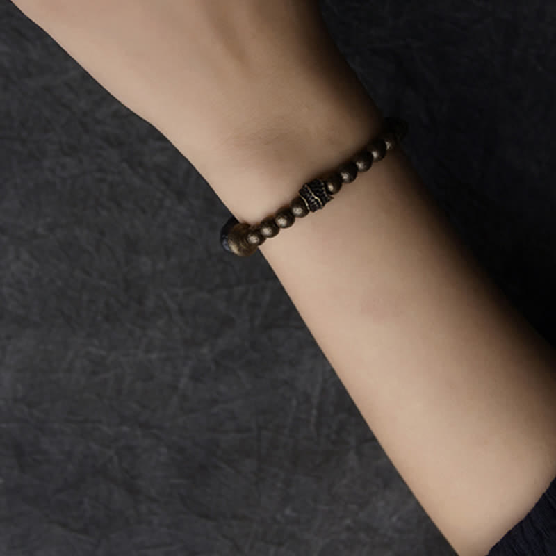 Buddha Stones Lava Rock Stone Copper Balance Cuff Bracelet Bangle - image 6