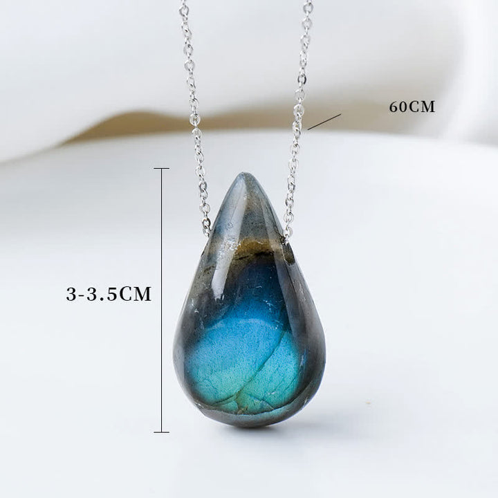 Buddha Stones Labradorite Water Drop Support Healing Necklace Pendant - image 8