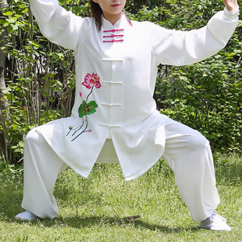 Buddha Stones Lotus Flower Leaf Pattern Tai Chi Meditation Prayer Spiritual Zen Practice Clothing Women's Set - image 10