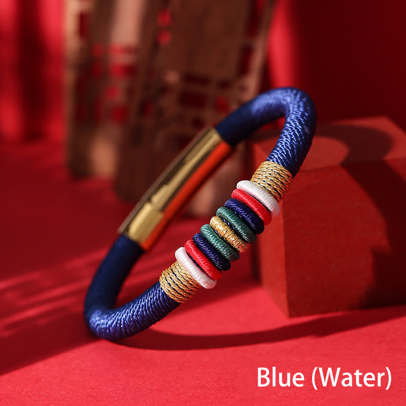Buddha Stones Tibetan Handmade Colorful King Kong Knot Five Elements Luck Braid String Bracelet - Blue(Water) - 18cm - image 14