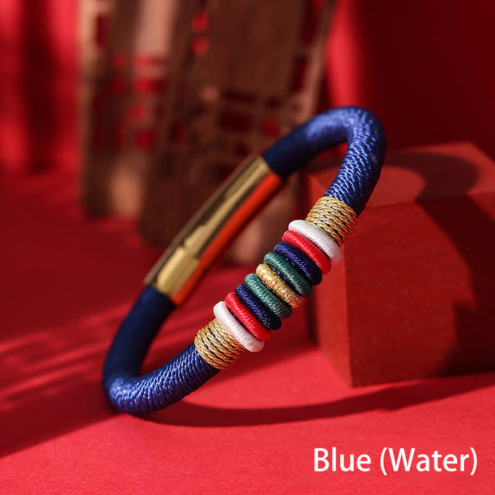 Buddha Stones Tibetan Handmade Colorful King Kong Knot Five Elements Luck Braid String Bracelet - Blue(Water) - 18cm - image 14
