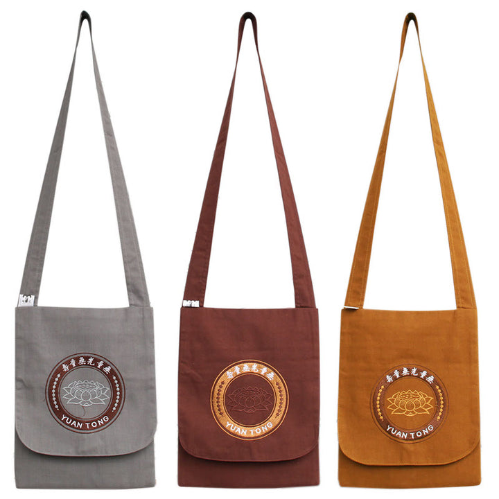 Lotus Embroidered Spiritual Mind Practice Cotton Shoulder Bag Crossbody Bag - image 0