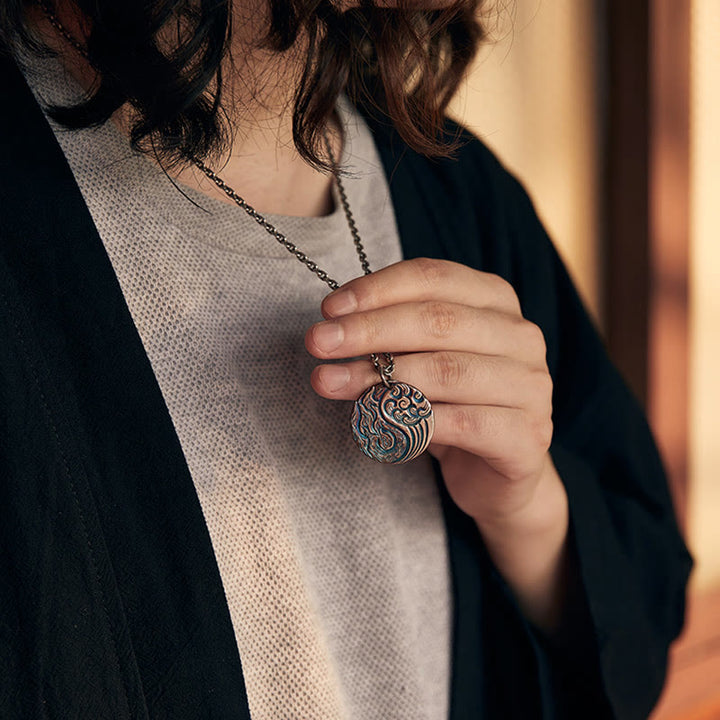 Buddha Stones 990 Sterling Silver Yin Yang Water and Fire Balance Necklace Pendant - image 5
