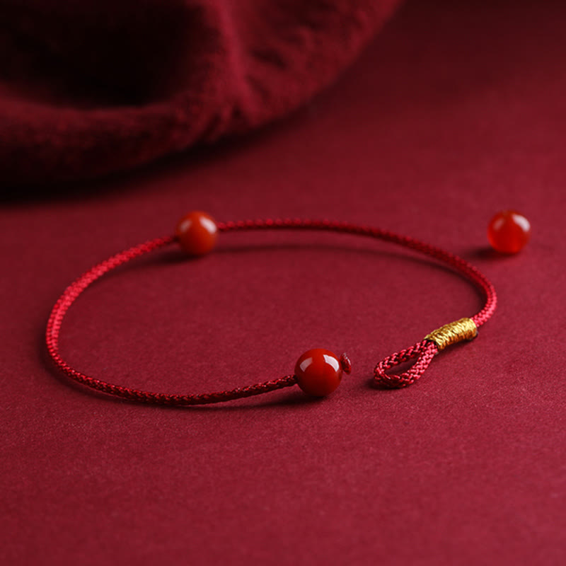 Buddha Stones Natural Cinnabar Red Agate Blessing Red String Bracelet - image 11