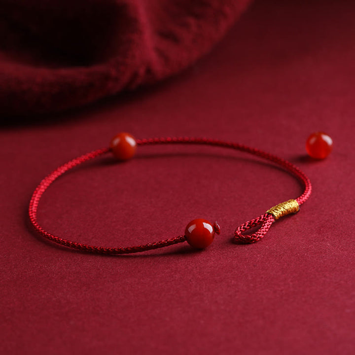 Buddha Stones Natural Cinnabar Red Agate Blessing Red String Bracelet - image 11